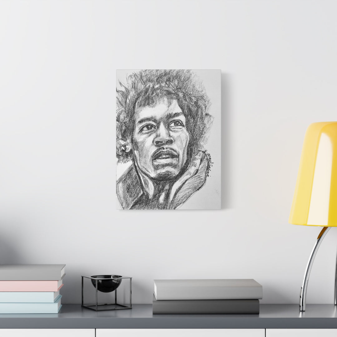 Jimi Hendrix,  B&W Rock and Roll Series Matte Canvas, Stretched, 1.25"