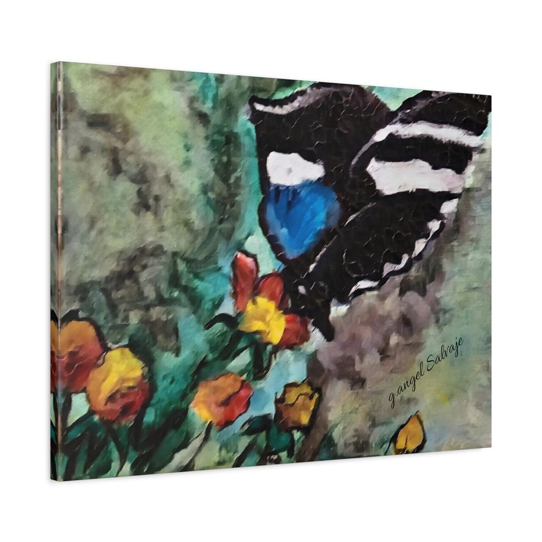 Canvas Print - Swallowtail Butterfly and Flower Painting by G Angel Salvaje