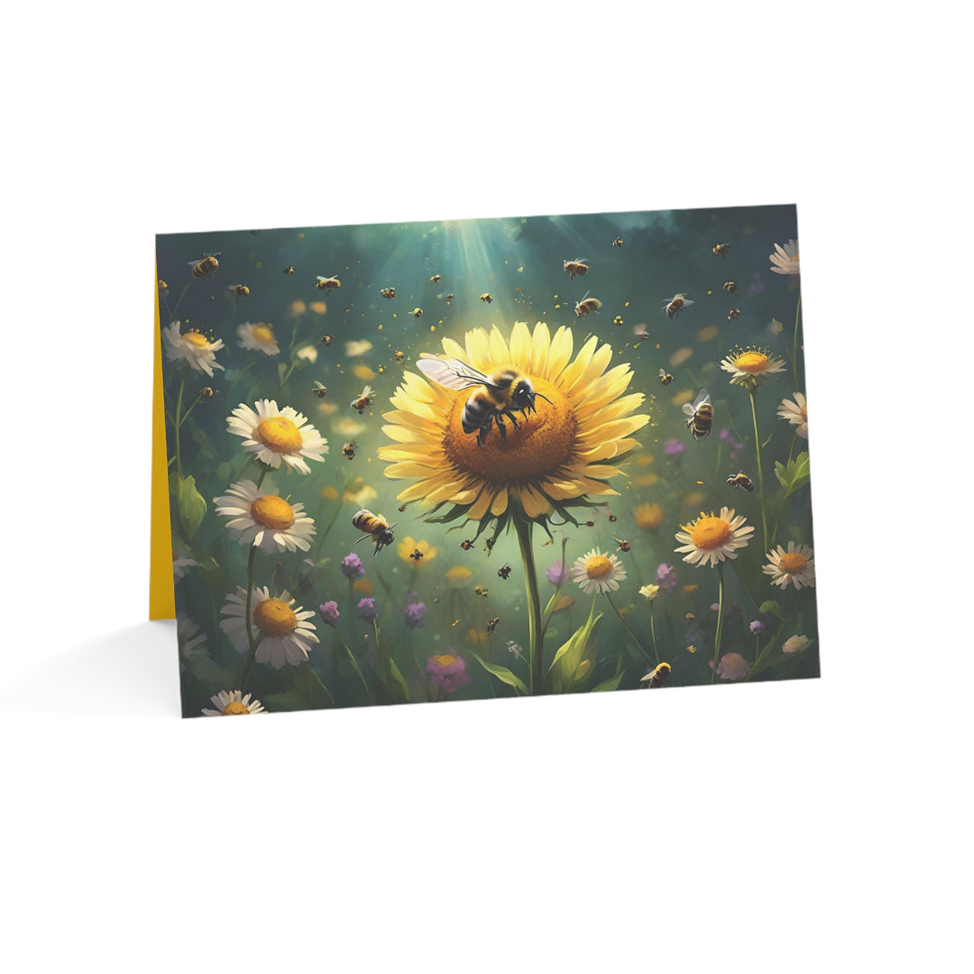 Sunny Floral Greeting Cards - Bee Themed Nature Love Notes, Blank Card Set for All Occasions, Birthday, Thank You, Spring Gift