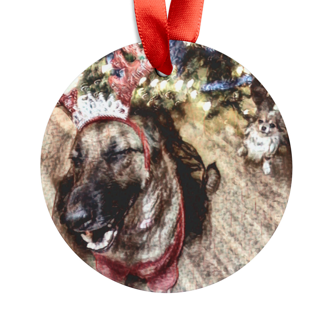 German Shepard Laughing, Acrylic Ornament with Ribbon