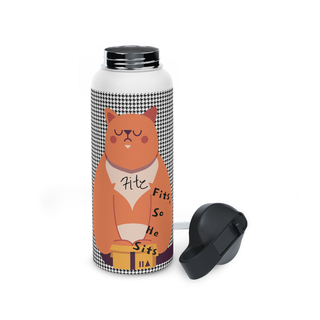 Fitz cat fits and sits Stainless Steel Water Bottle, Standard Lid