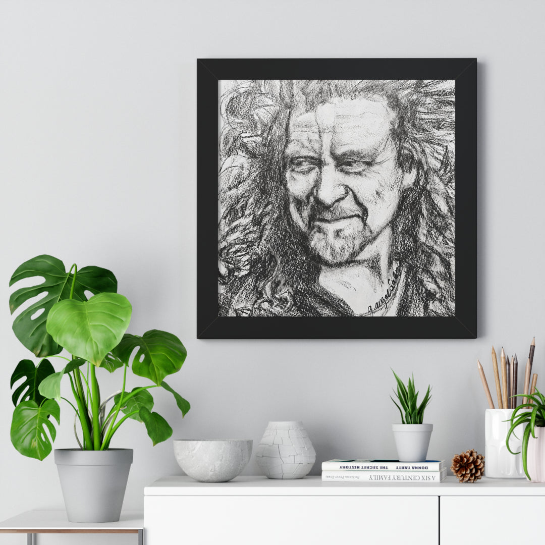 Vertical Poster - Robert Plant B&W Rock and Roll Series Framed Art Print