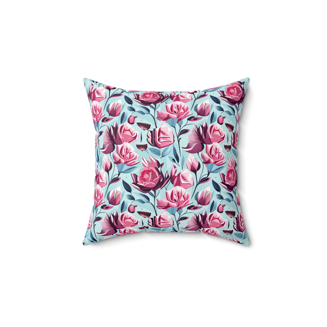 Roses are Pink Faux Suede Square Pillow