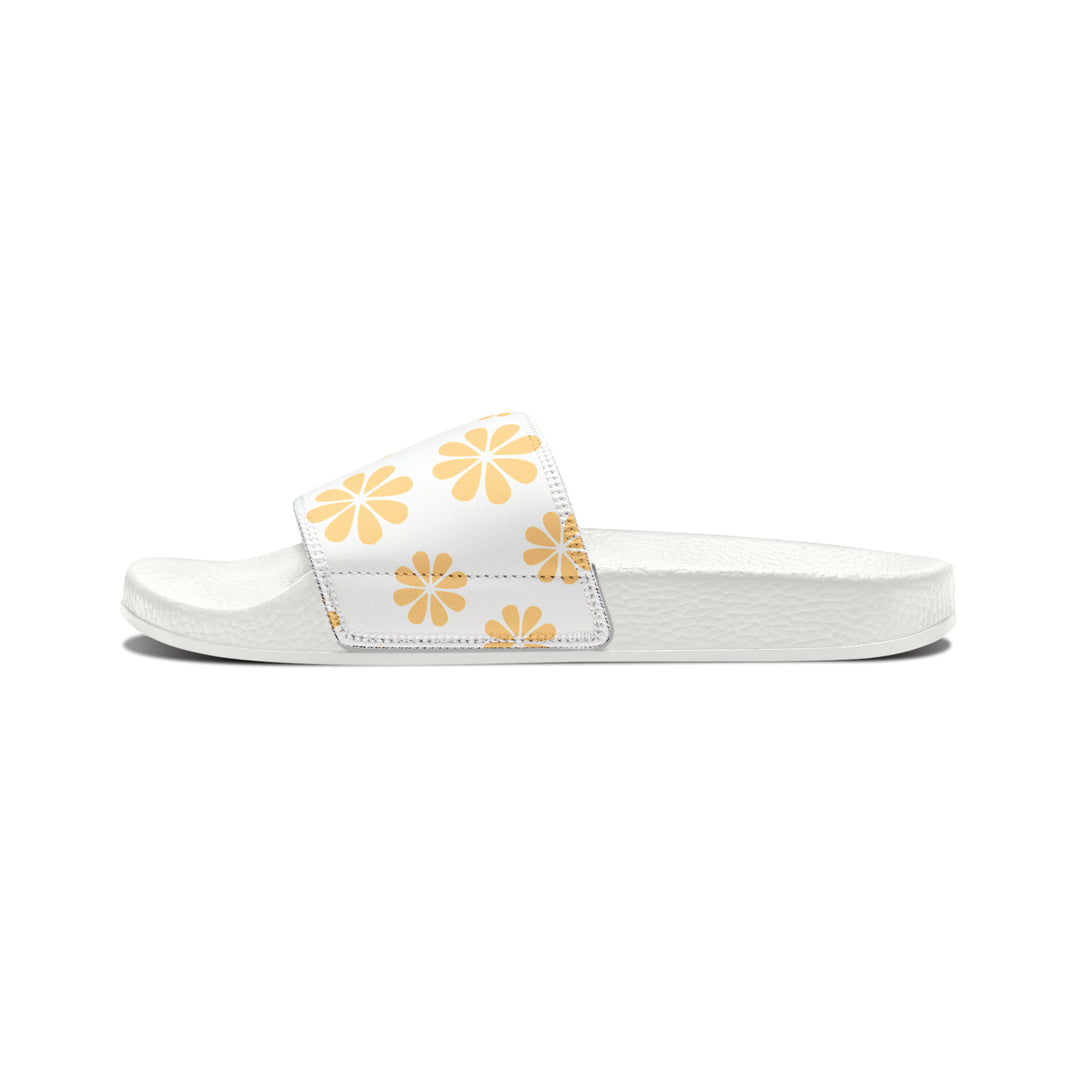 Yellow Flowers Youth PU Slide Sandals
