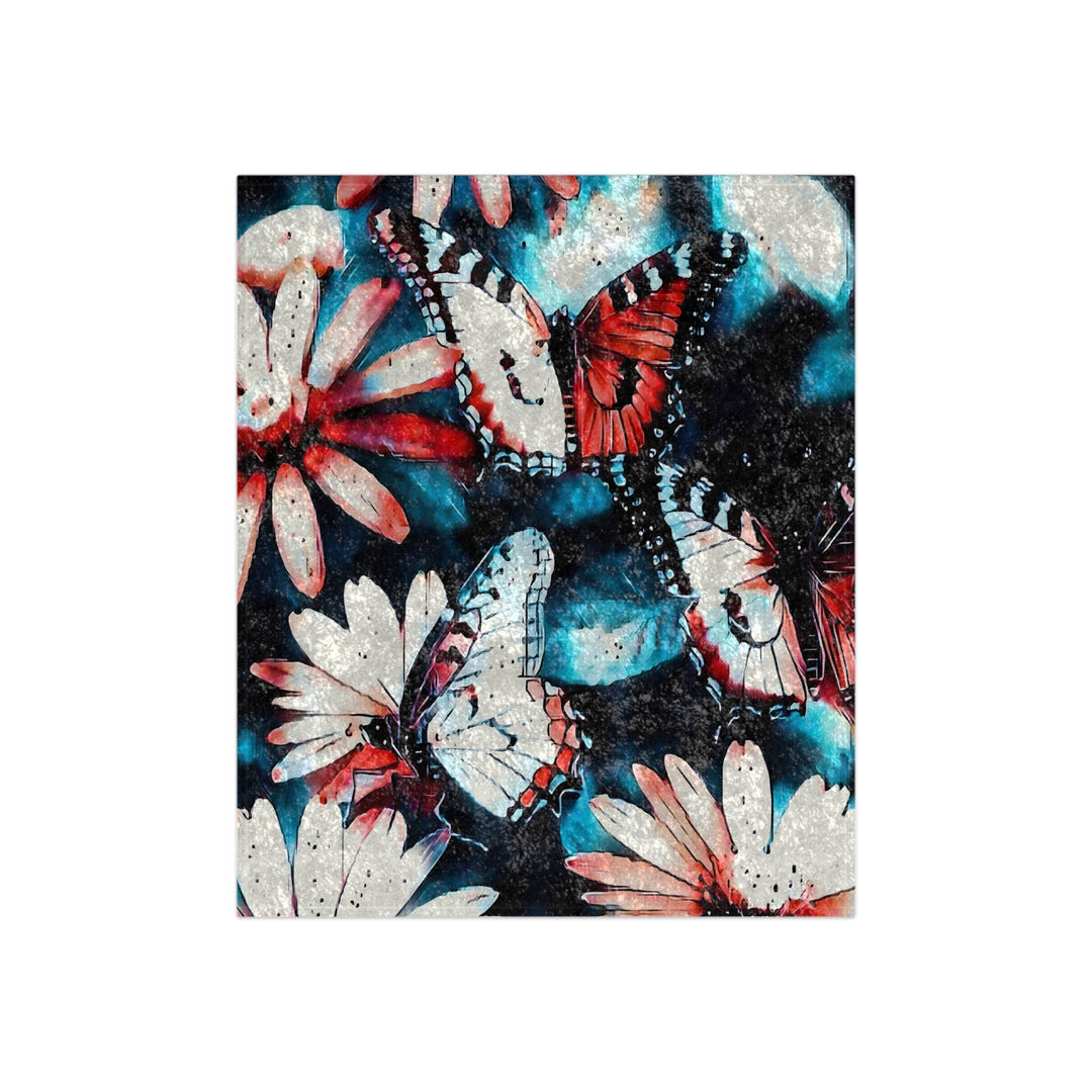 Butterflies and Daisies Crushed Velvet Blanket