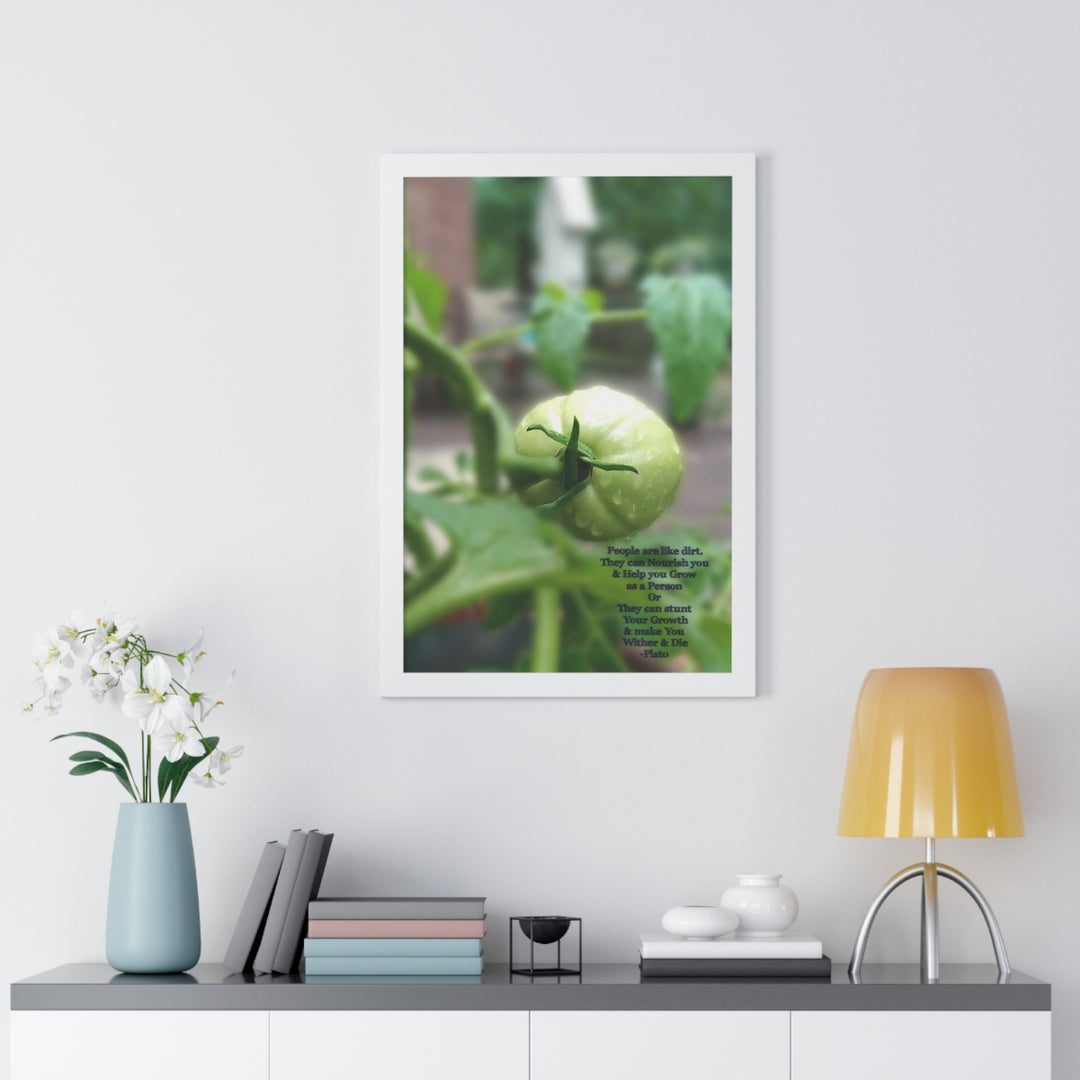 What type of soil are you? PLATO QUOTE, Framed Vertical Poster