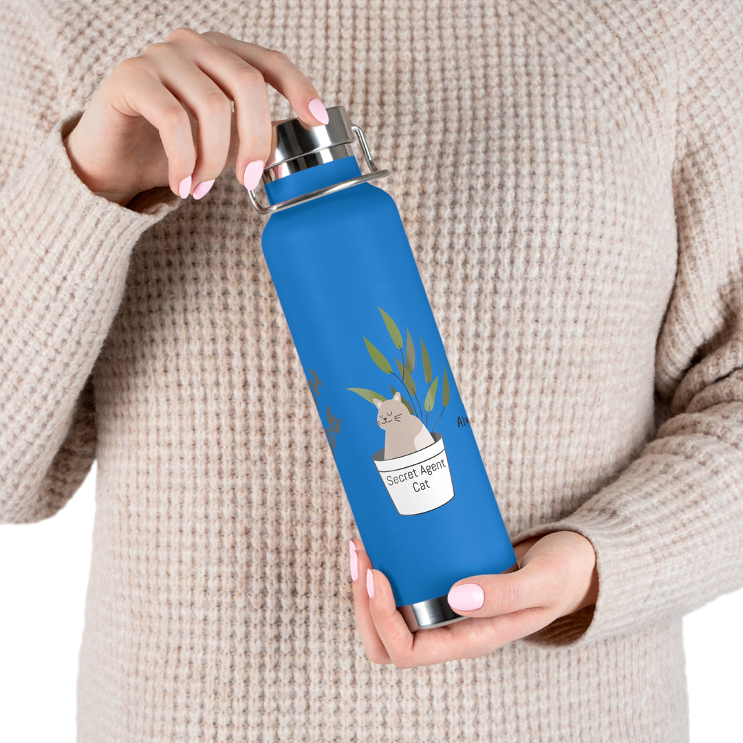 Secret Agent Cat Copper Vacuum Insulated Bottle, 22oz