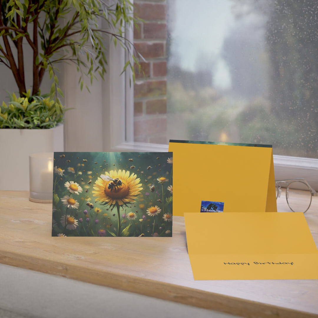 Sunny Floral Greeting Cards - Bee Themed Nature Love Notes, Blank Card Set for All Occasions, Birthday, Thank You, Spring Gift
