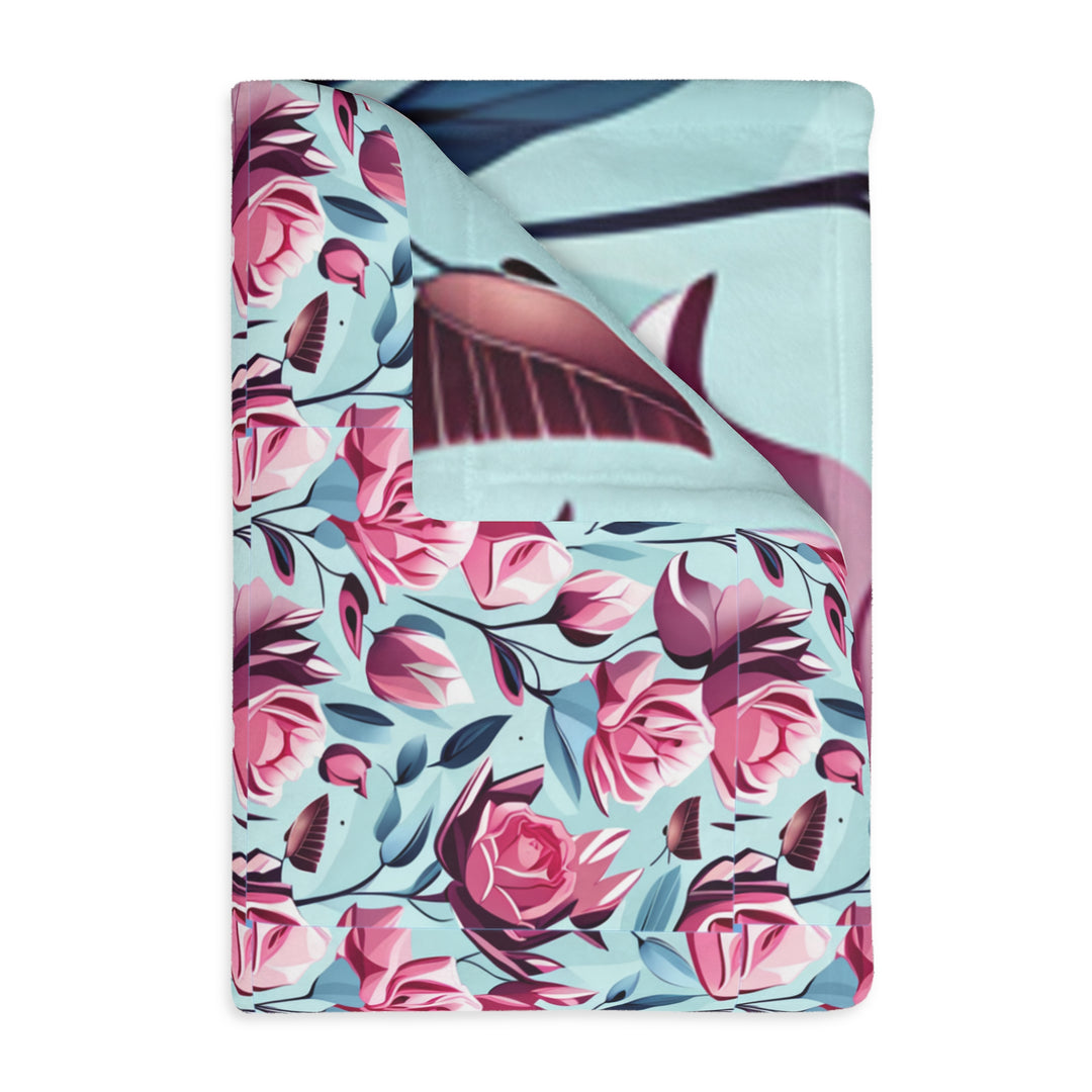 Roses are Pink Velveteen Minky Blanket (Two-sided print)