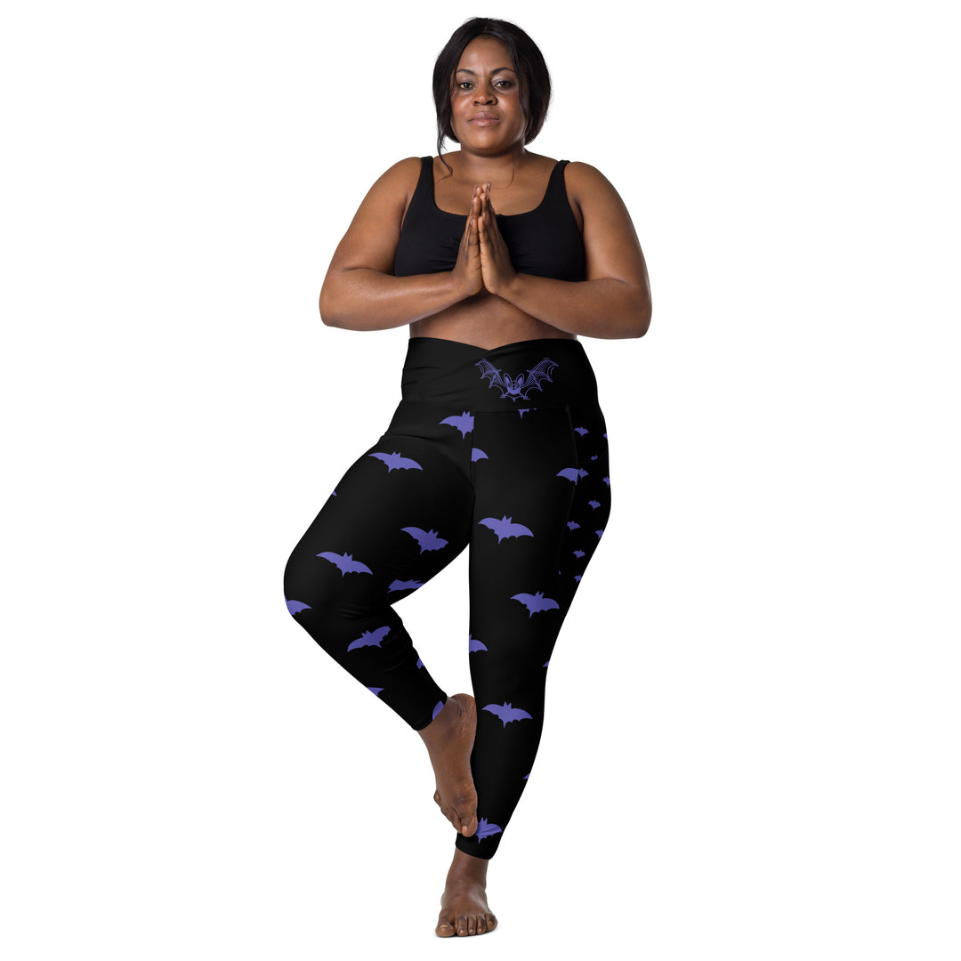 Purple Bat Signal Crossover leggings with pockets