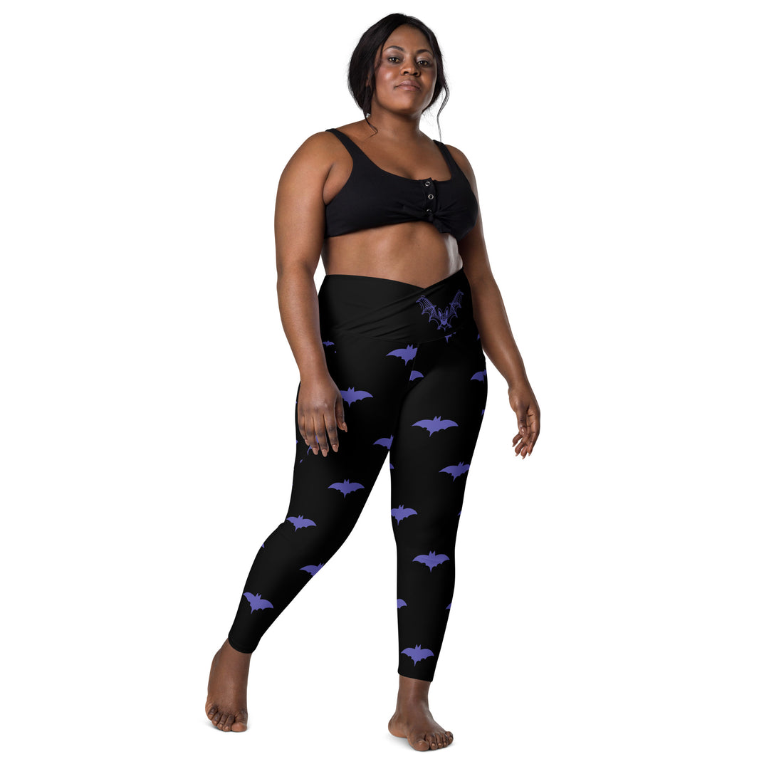 Purple Bat Signal Crossover leggings with pockets