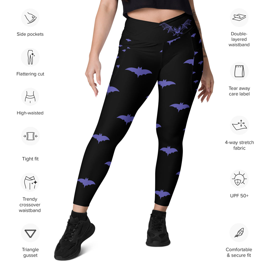 Purple Bat Signal Crossover leggings with pockets