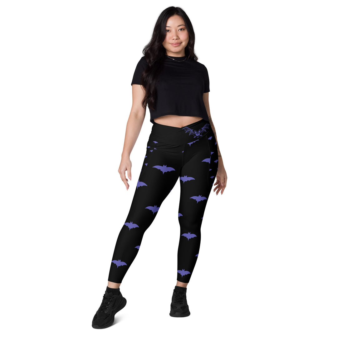 Purple Bat Signal Crossover leggings with pockets