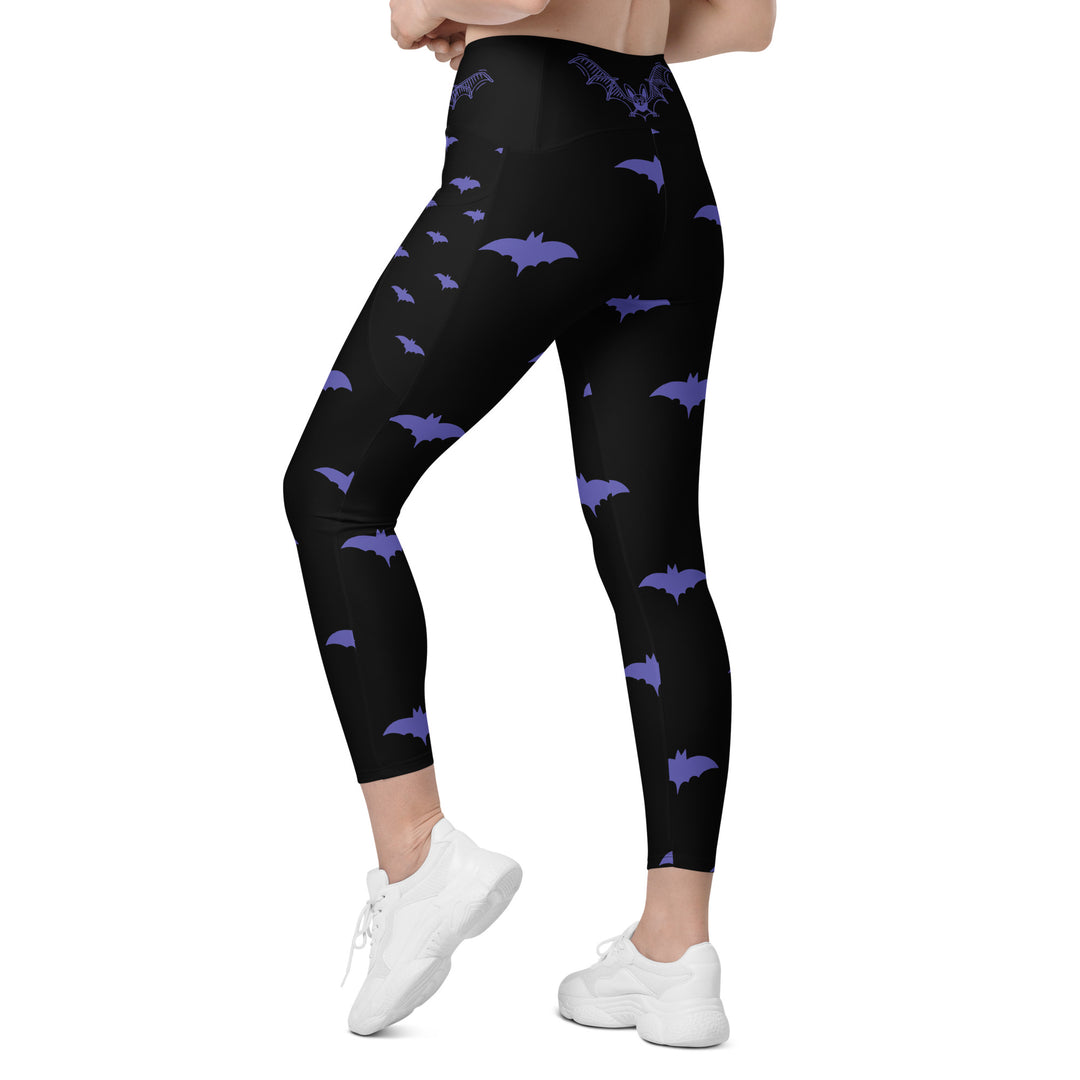 Purple Bat Signal Crossover leggings with pockets