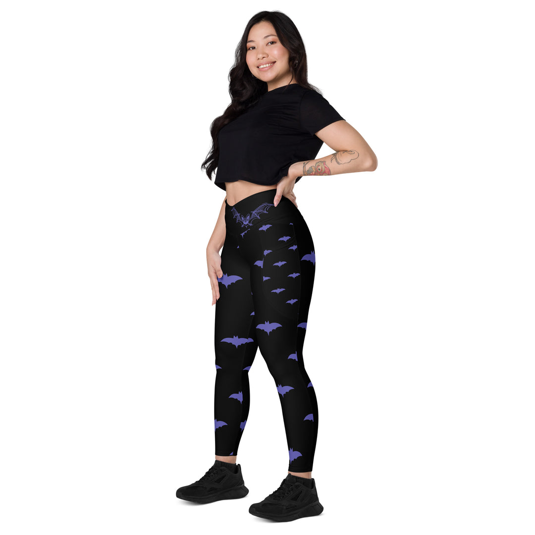 Purple Bat Signal Crossover leggings with pockets