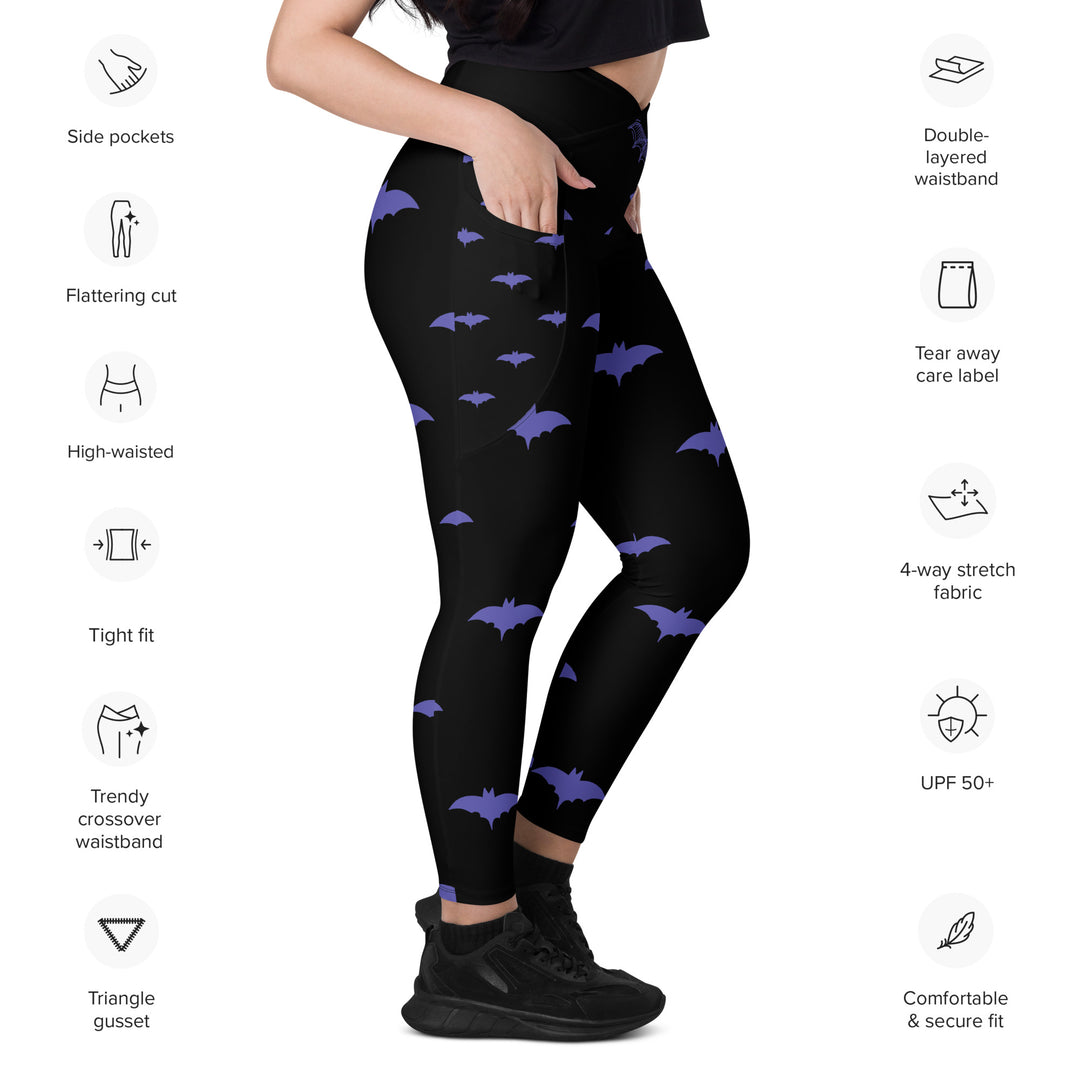 Purple Bat Signal Crossover leggings with pockets