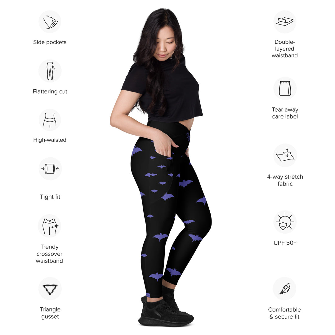 Purple Bat Signal Crossover leggings with pockets
