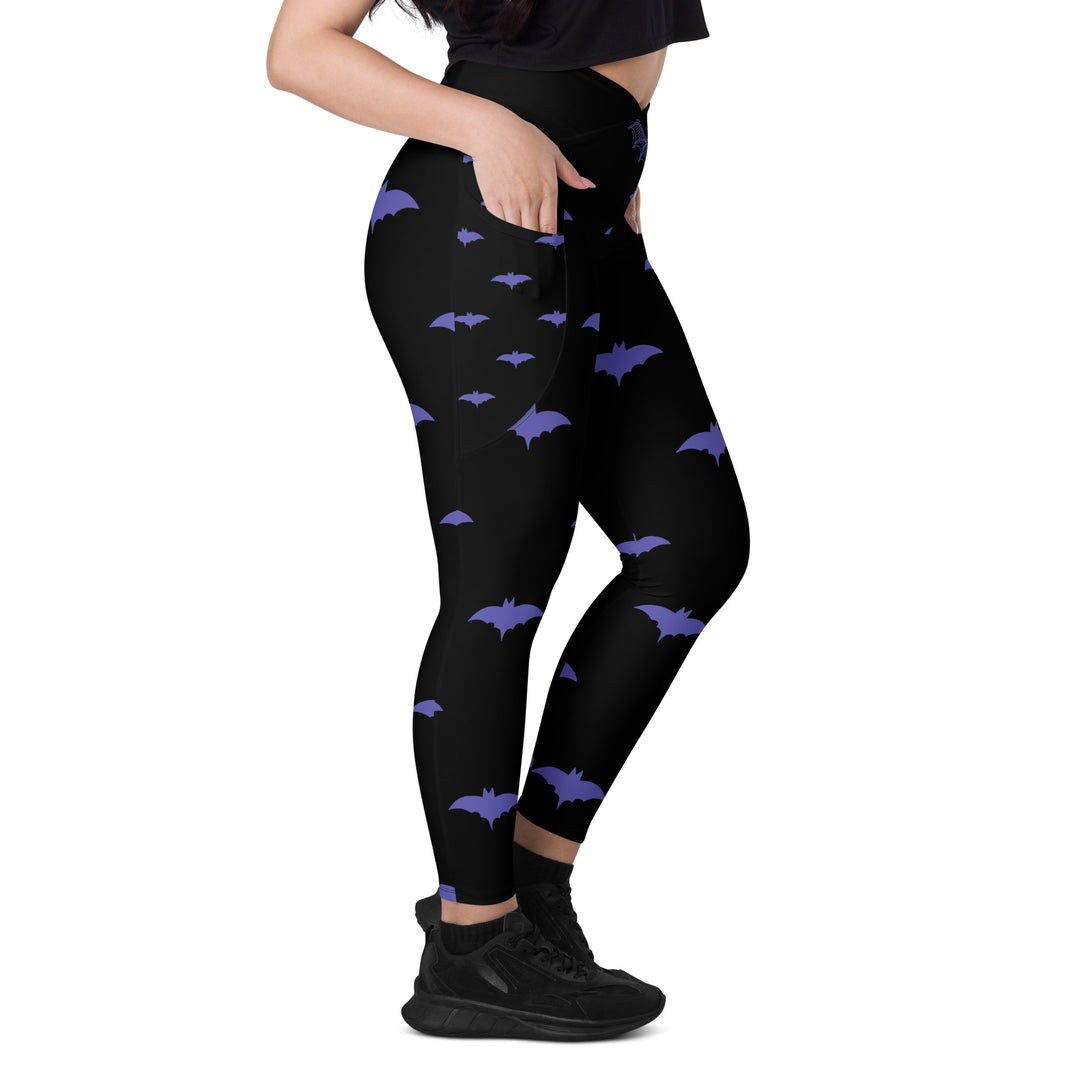 Purple Bat Signal Crossover leggings with pockets