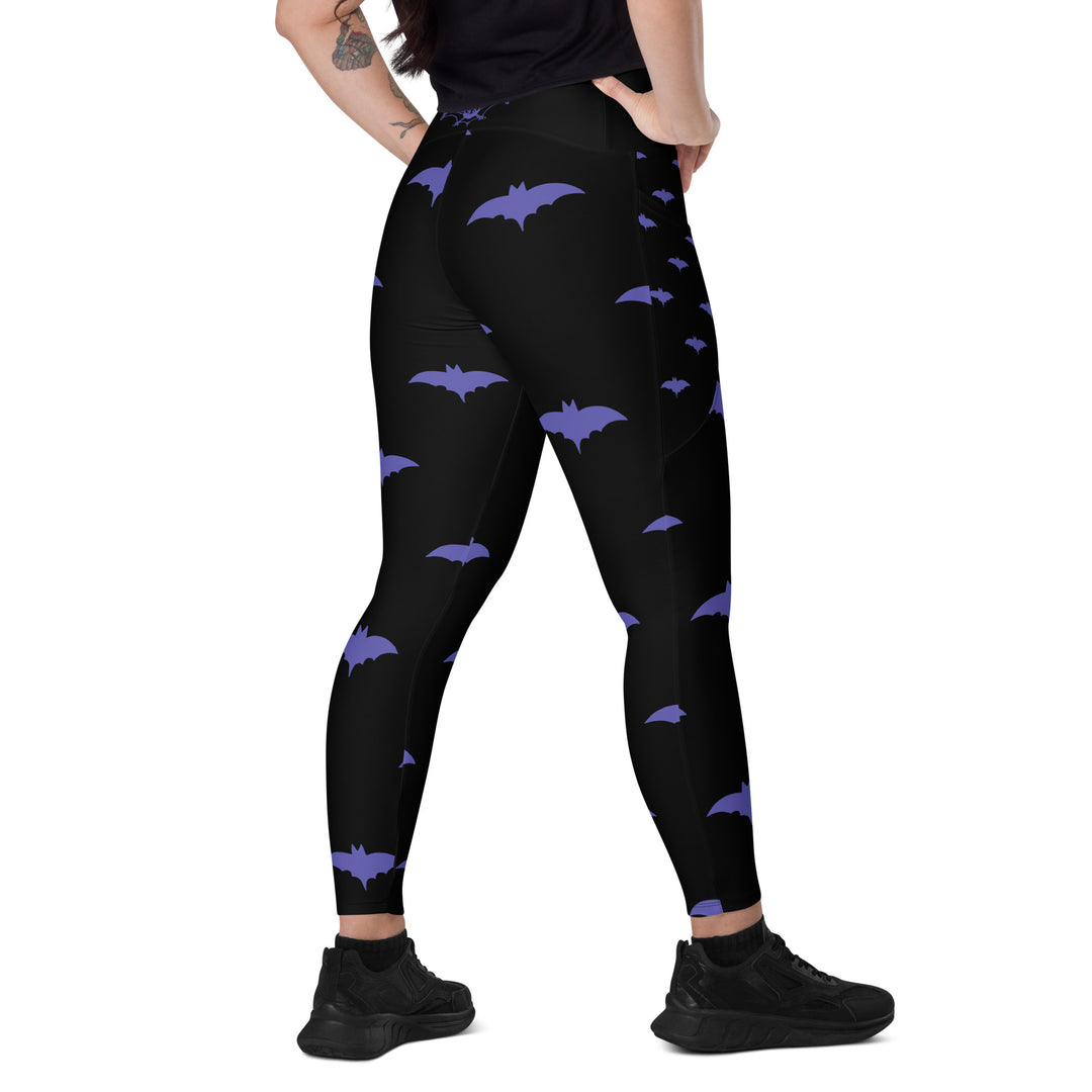 Purple Bat Signal Crossover leggings with pockets
