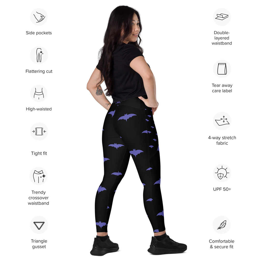 Purple Bat Signal Crossover leggings with pockets