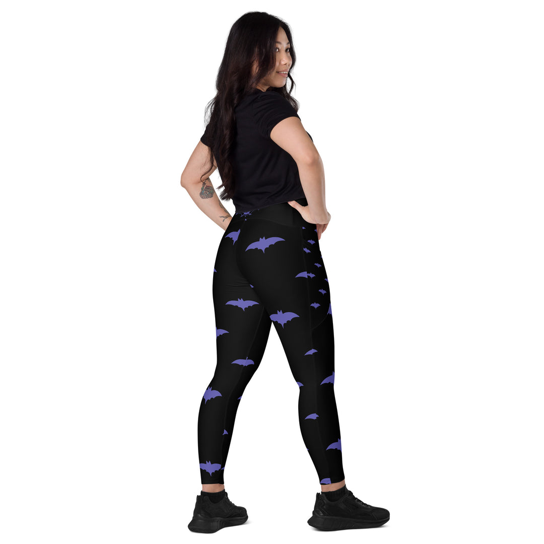 Purple Bat Signal Crossover leggings with pockets