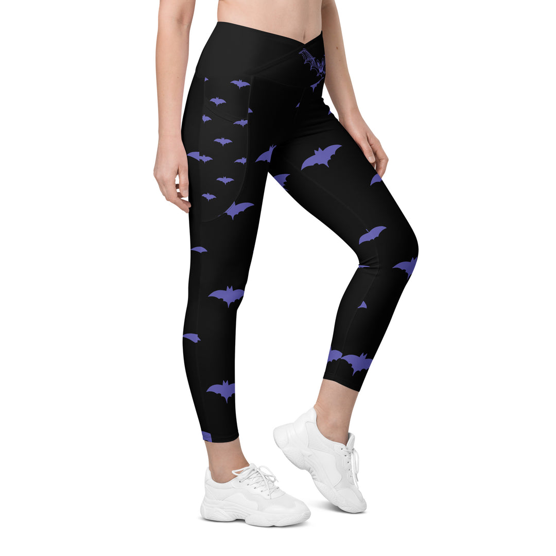 Purple Bat Signal Crossover leggings with pockets