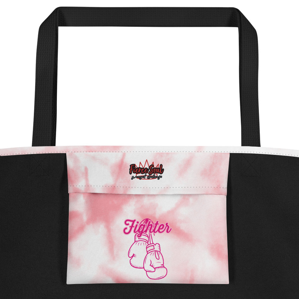 Breast Cancer Fighter,  All-Over Print Large Tote Bag