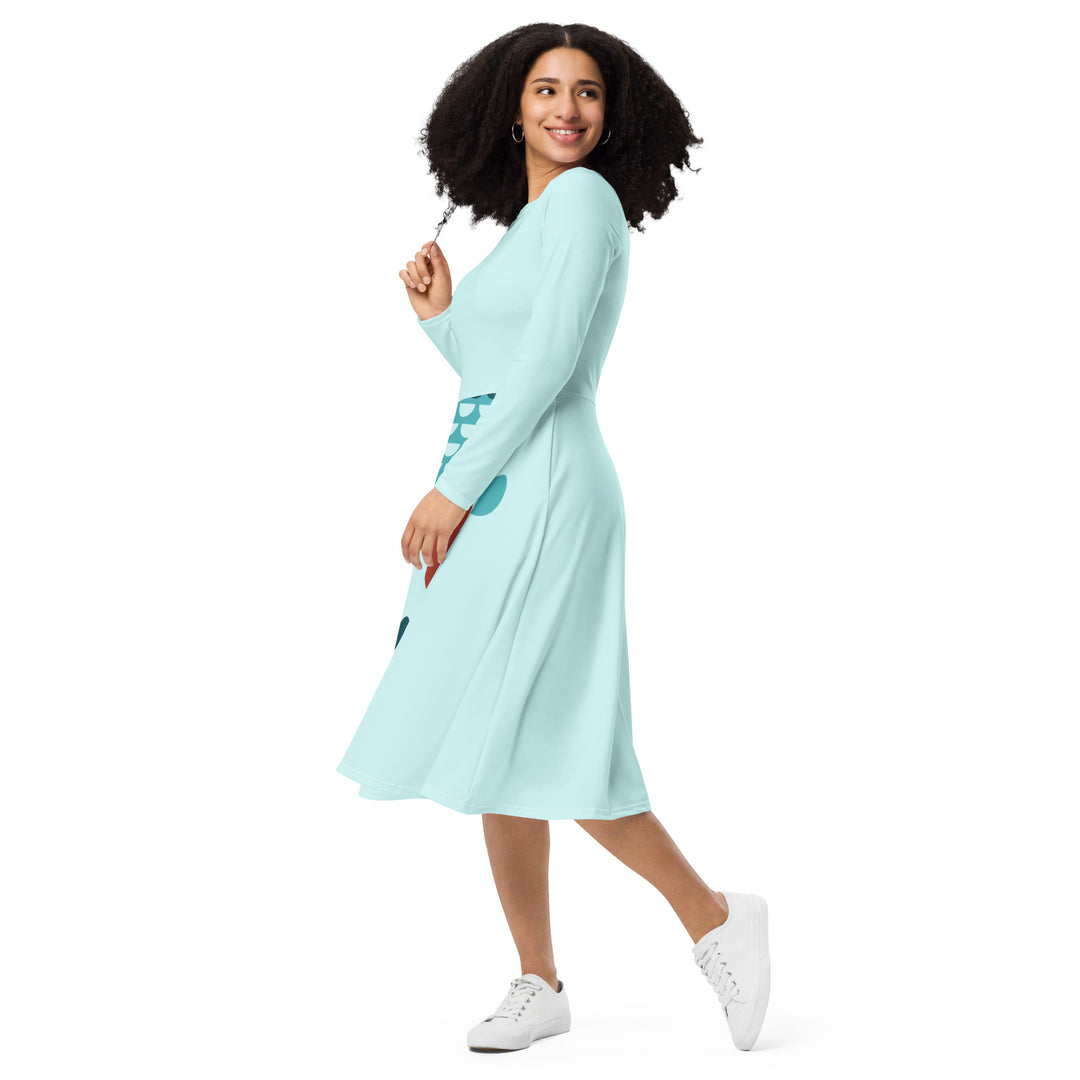 Mermaid Tail long sleeve midi dress with pockets