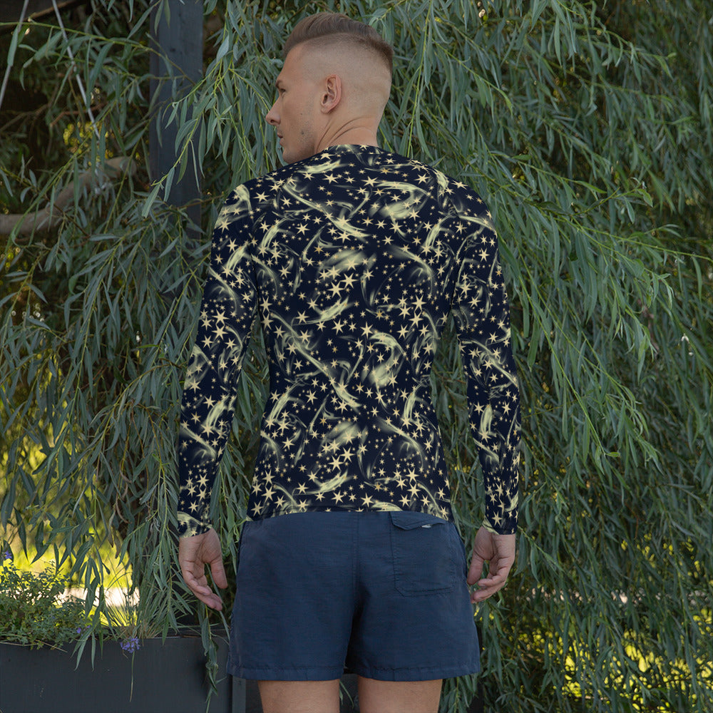 Just Breathe, Midnight Sky on Black Men's Rash Guard