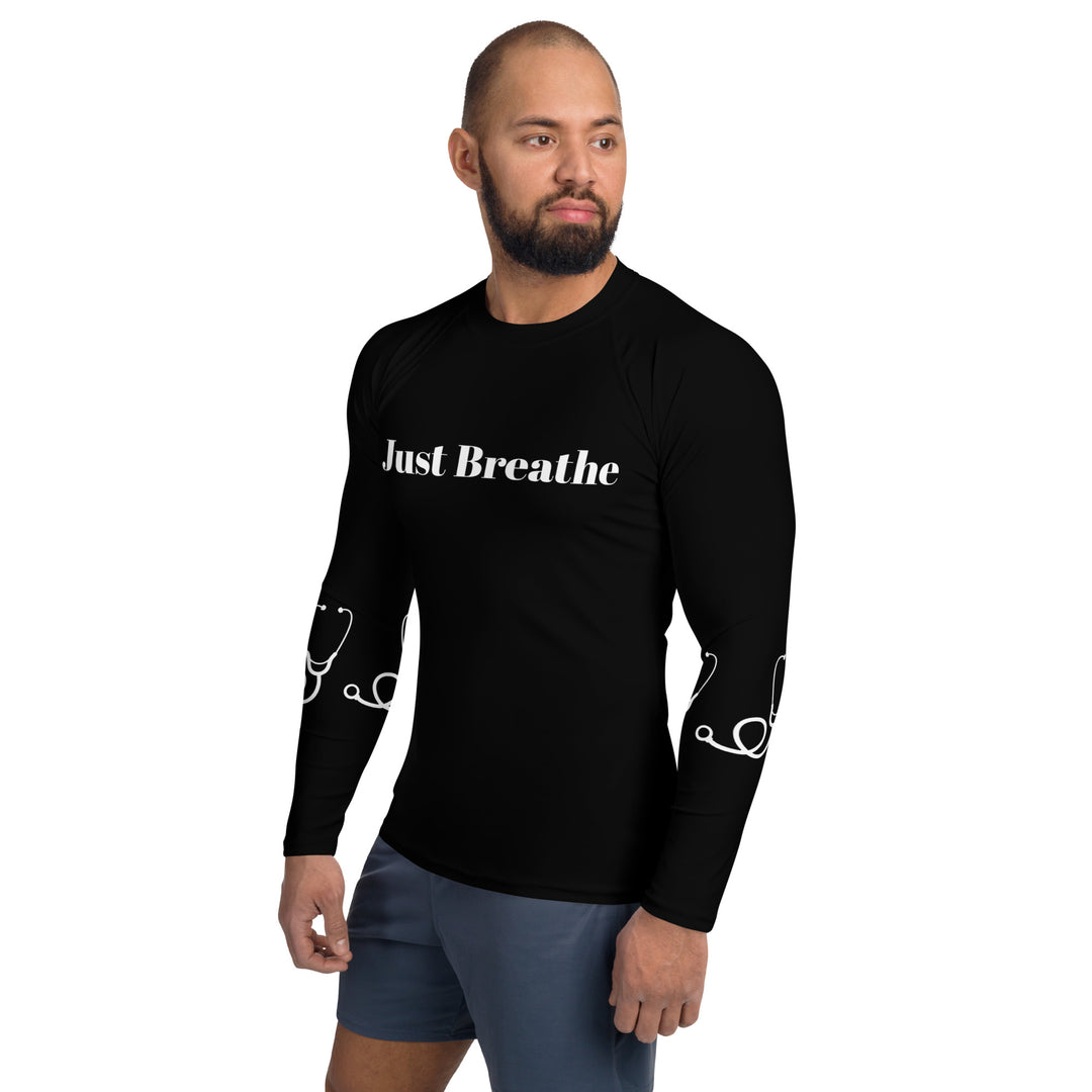 Just Breathe, Stethoscope Wrapped Men's Rash Guard