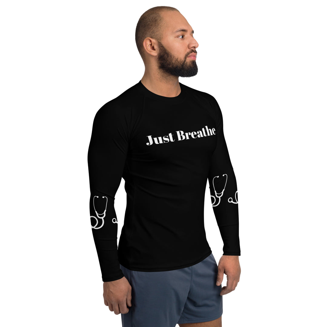 Just Breathe, Stethoscope Wrapped Men's Rash Guard