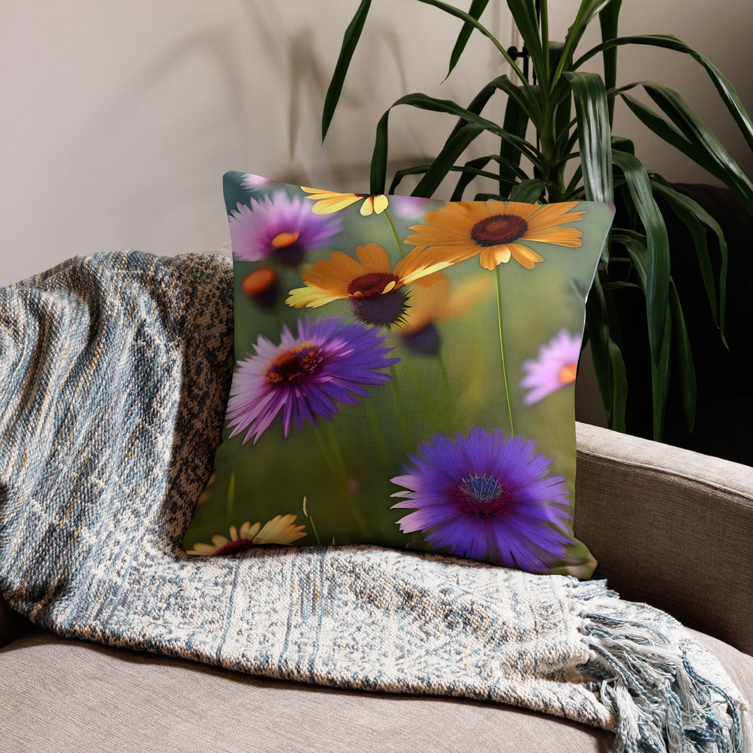 Flowers in a field Premium Pillow