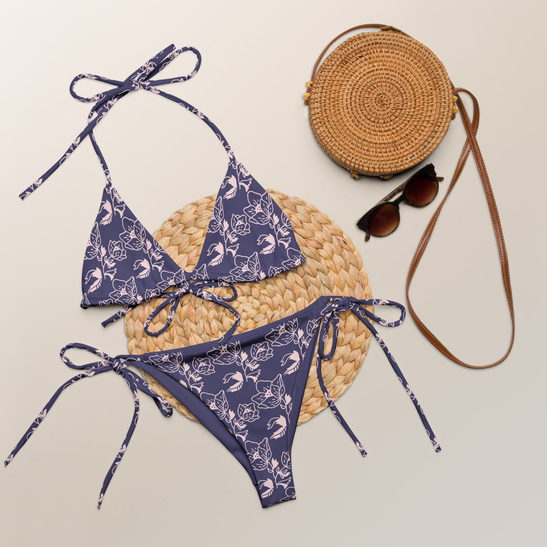 All-over print recycled string bikini