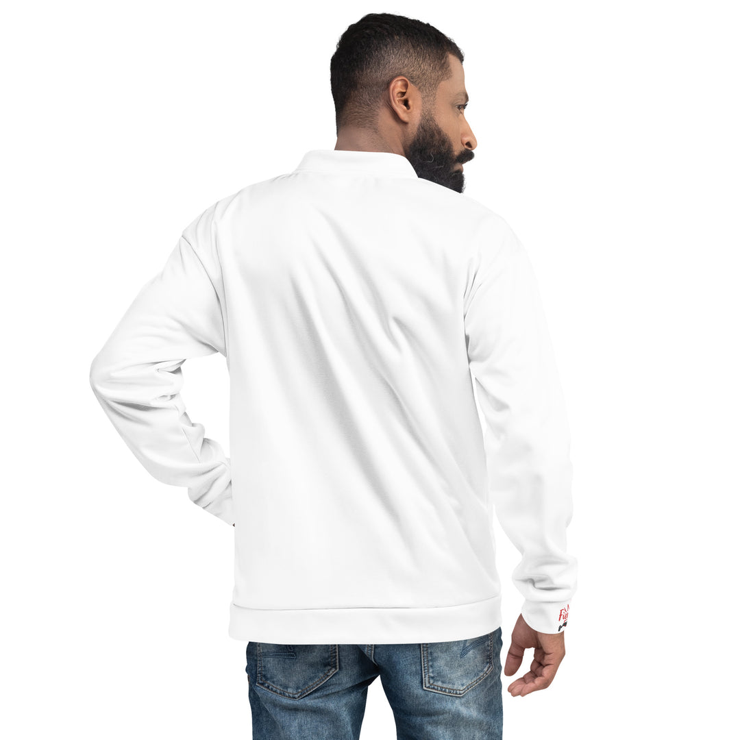 Fierce Soul, 70's lettering ,White Unisex Bomber Jacket