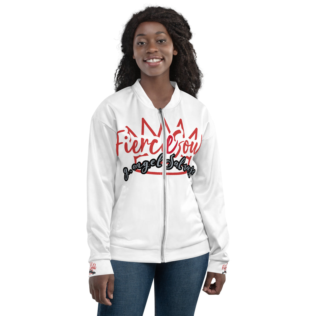 Fierce Soul,  White Simple Type, Unisex Bomber Jacket
