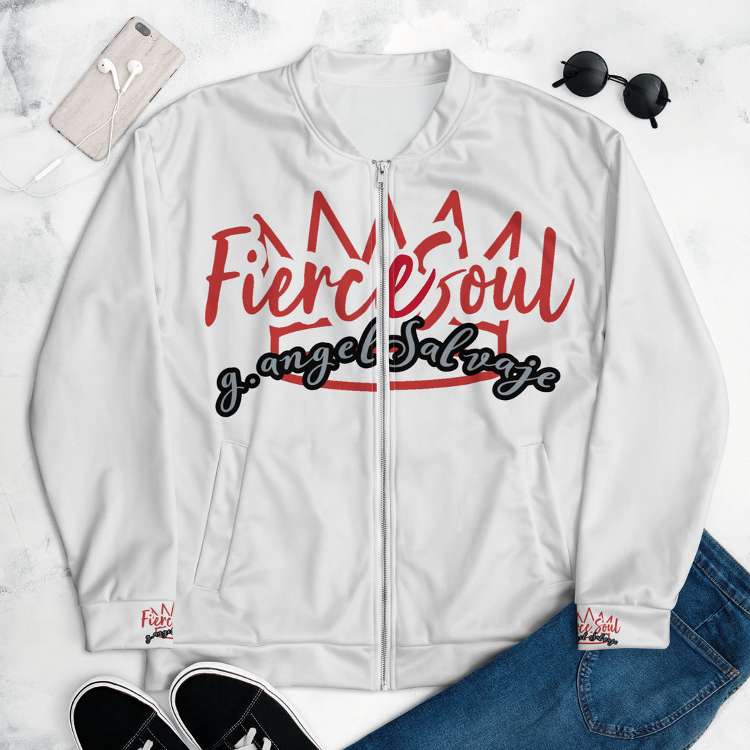 Fierce Soul,  White Simple Type, Unisex Bomber Jacket