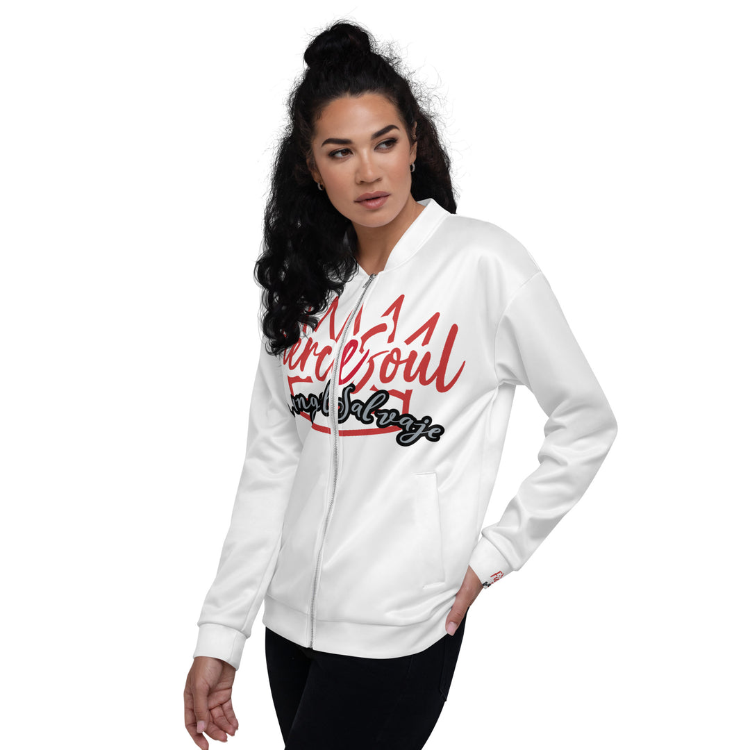 Fierce Soul,  White Simple Type, Unisex Bomber Jacket