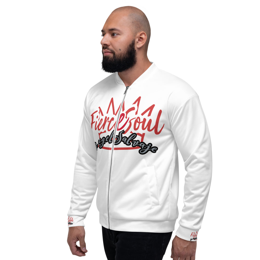 Fierce Soul,  White Simple Type, Unisex Bomber Jacket