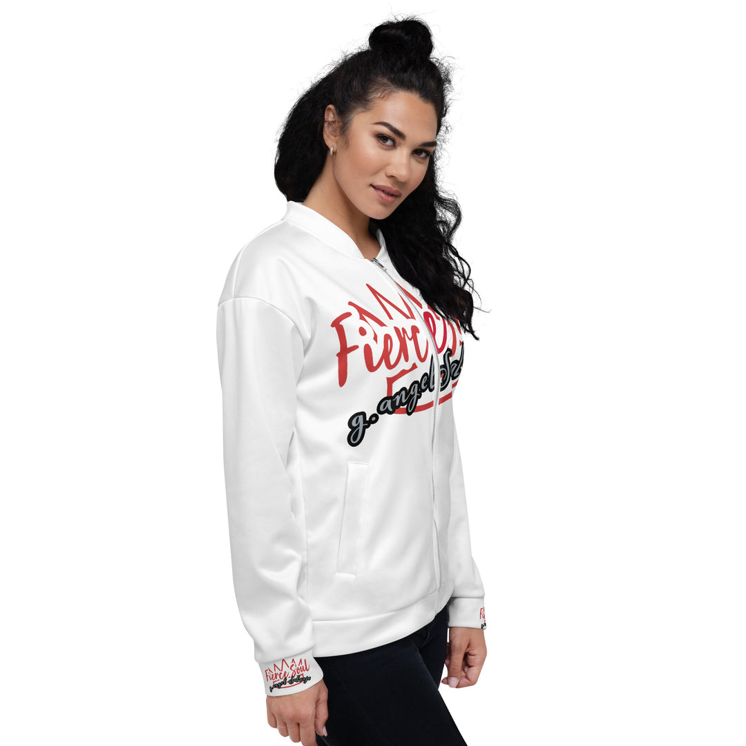 Fierce Soul,  White Simple Type, Unisex Bomber Jacket