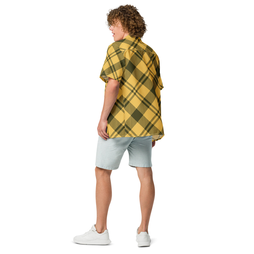 Yellow & Black Plaid Unisex,  Women's, Men's, button shirt