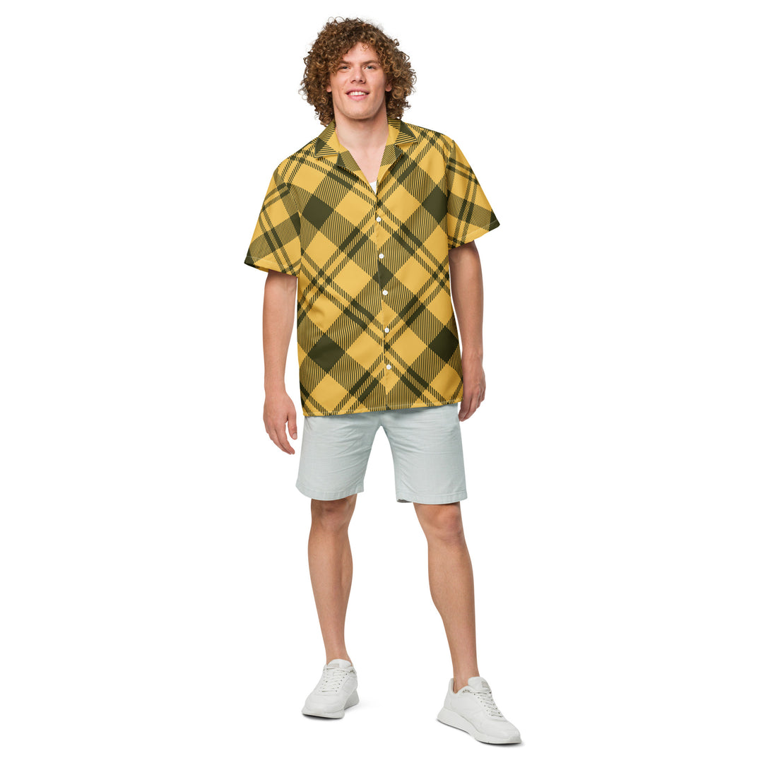 Yellow & Black Plaid Unisex,  Women's, Men's, button shirt