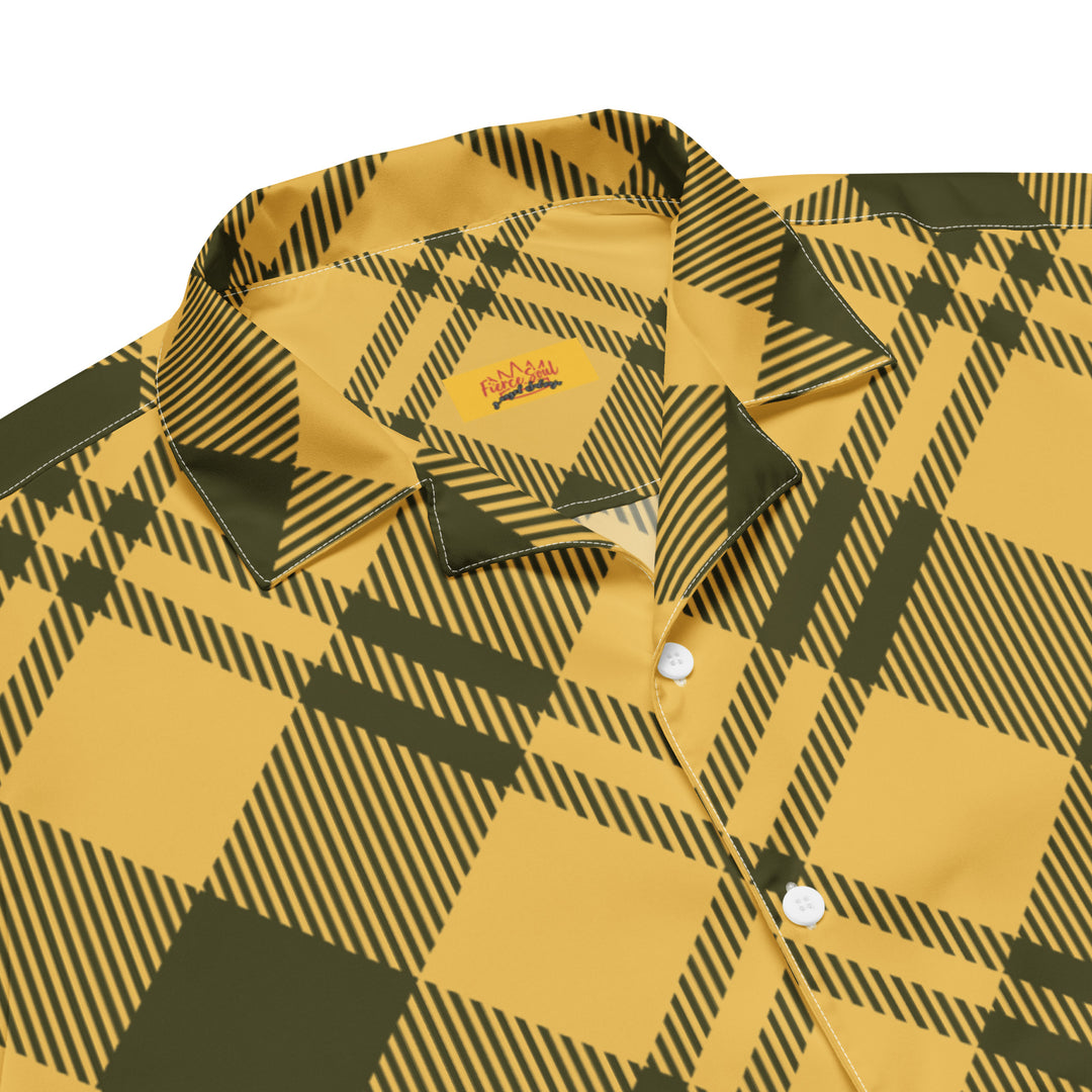 Yellow & Black Plaid Unisex,  Women's, Men's, button shirt
