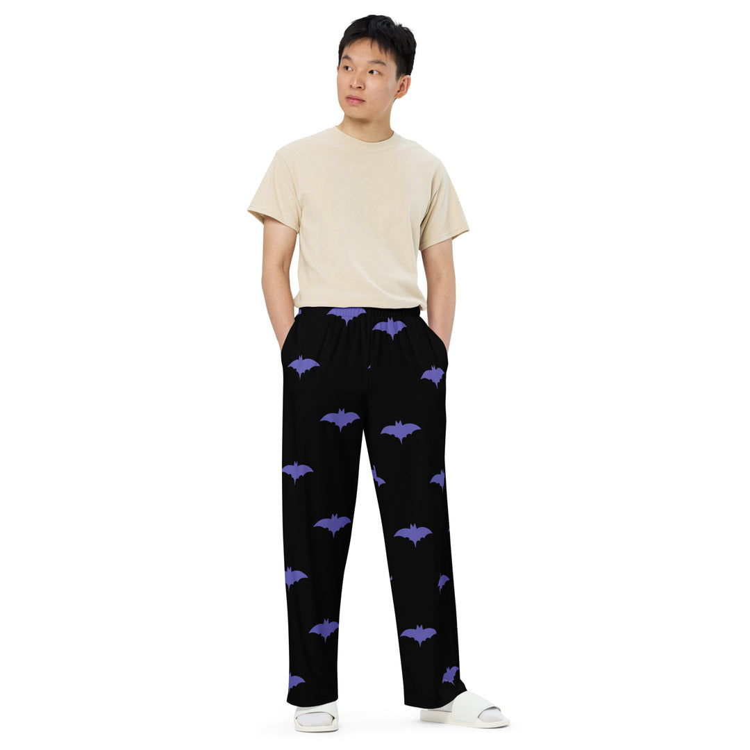 Purple Batsignal, Halloween All-over print unisex wide-leg pants
