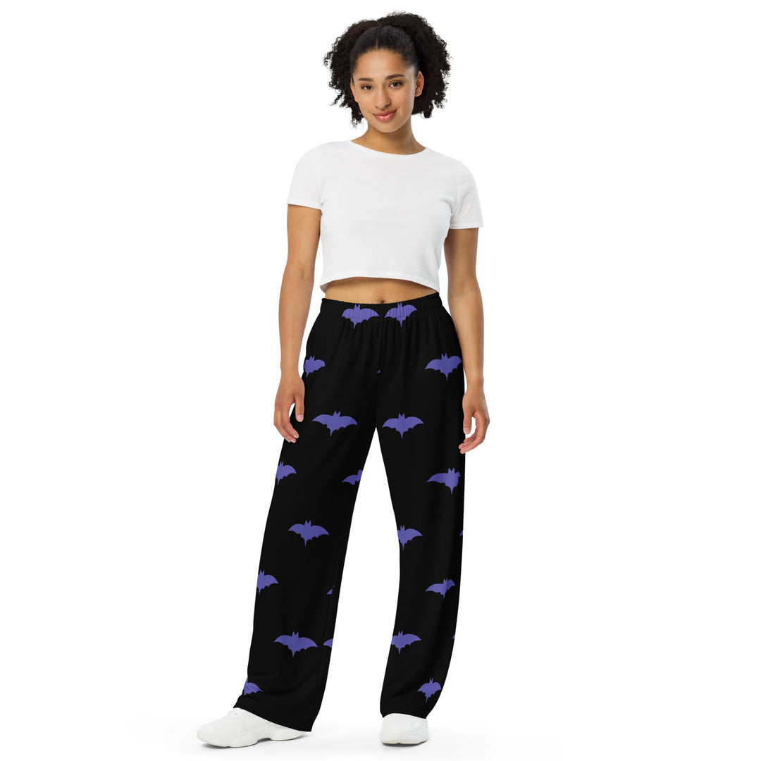 Purple Batsignal, Halloween All-over print unisex wide-leg pants