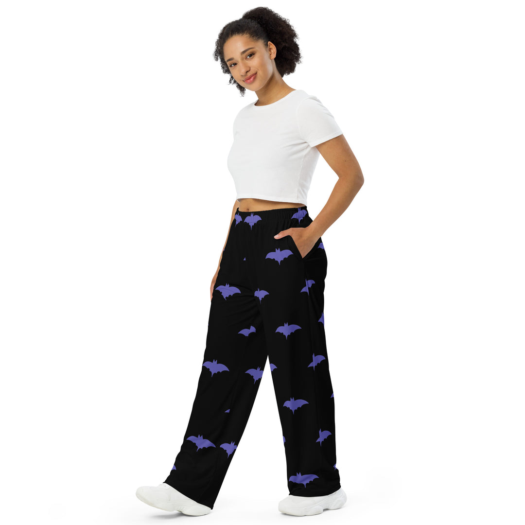 Purple Batsignal, Halloween All-over print unisex wide-leg pants