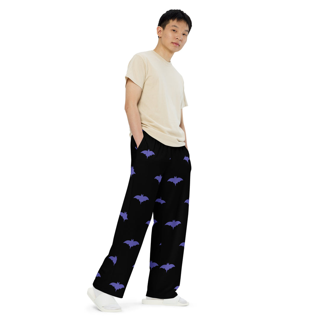 Purple Batsignal, Halloween All-over print unisex wide-leg pants