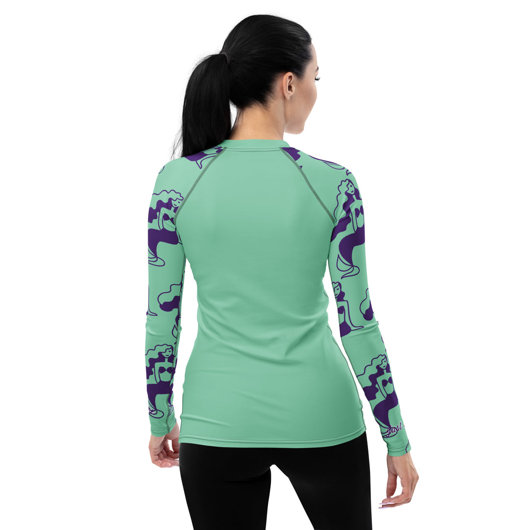 Just Breathe, purple Mermaid Women's Rash Guard