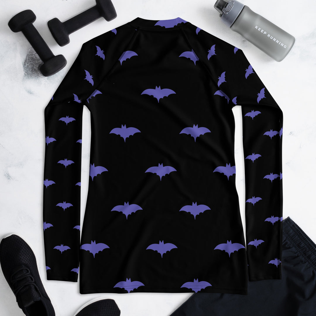 Purple Batsignal , Halloween, Fierce Soul Women's Rash Guard