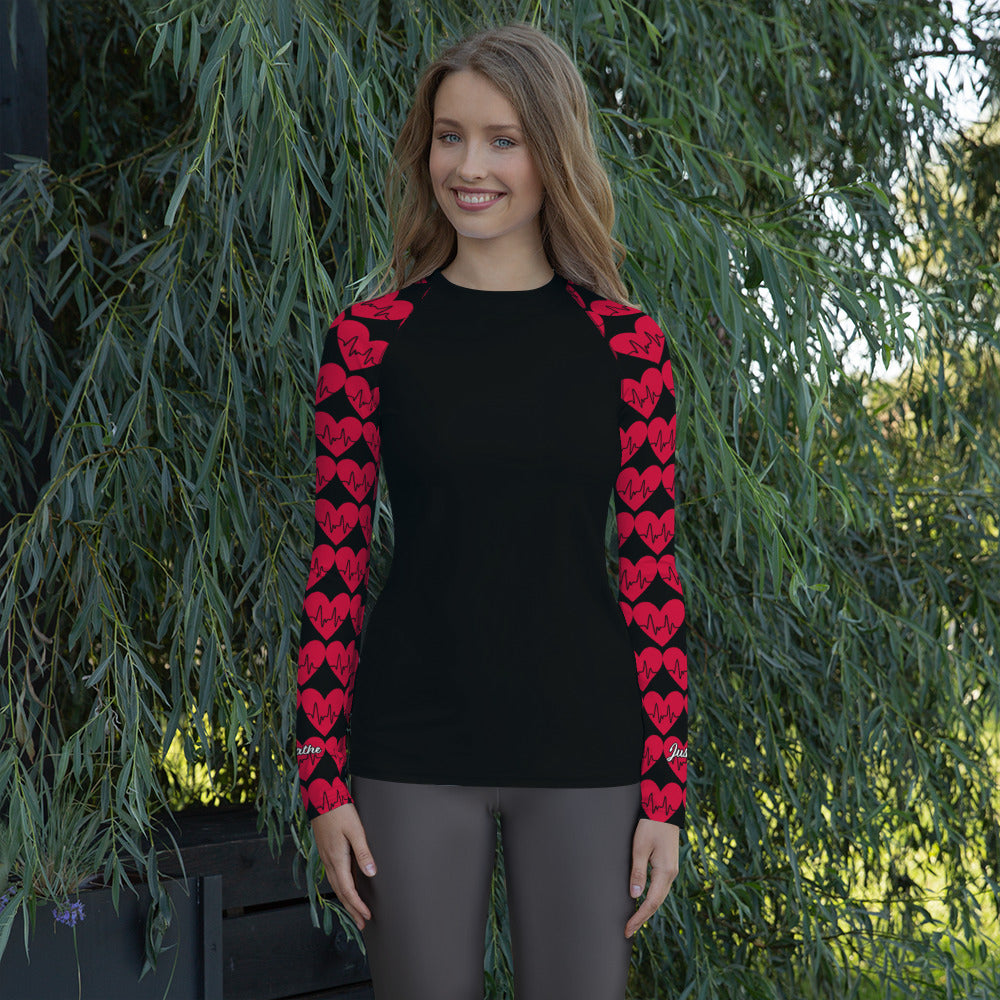 JUST BREATHE,  EKG Heart Women's Rash Guard