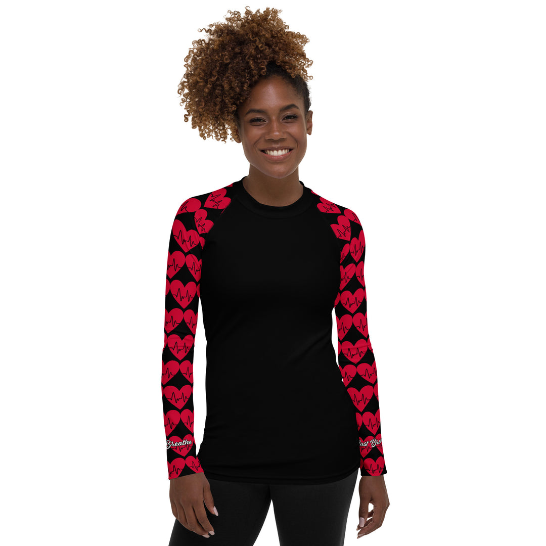 JUST BREATHE,  EKG Heart Women's Rash Guard